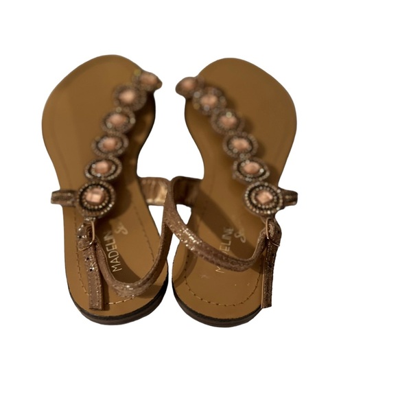 Madeline Stuart Metallic Tan Jeweled Sandals Size 7 1/2M - Picture 4 of 7